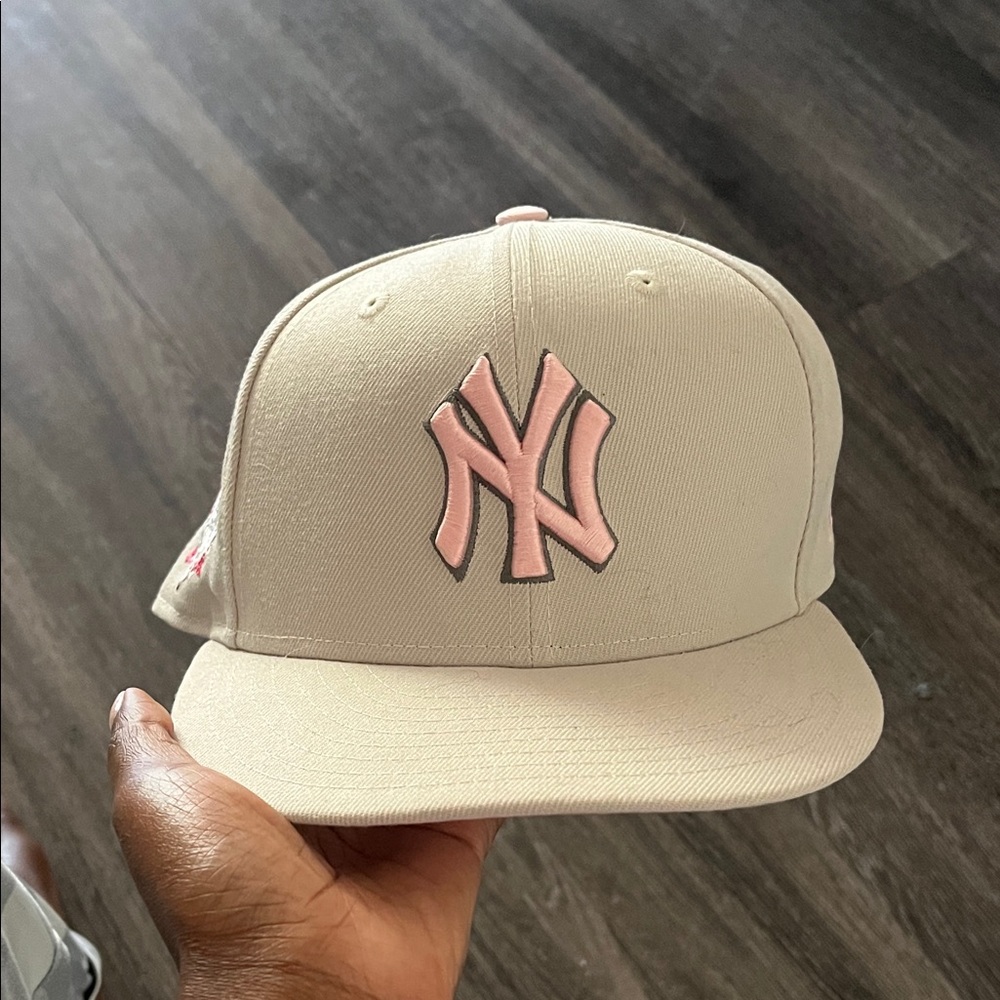 New Era Kids Cap in Cream and Pink